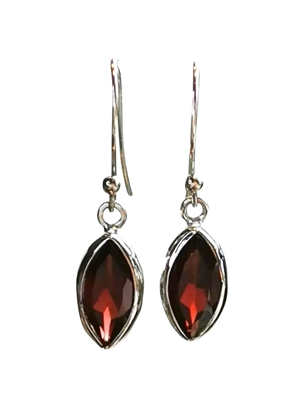 Sterling silver garnet dangle drop earrings